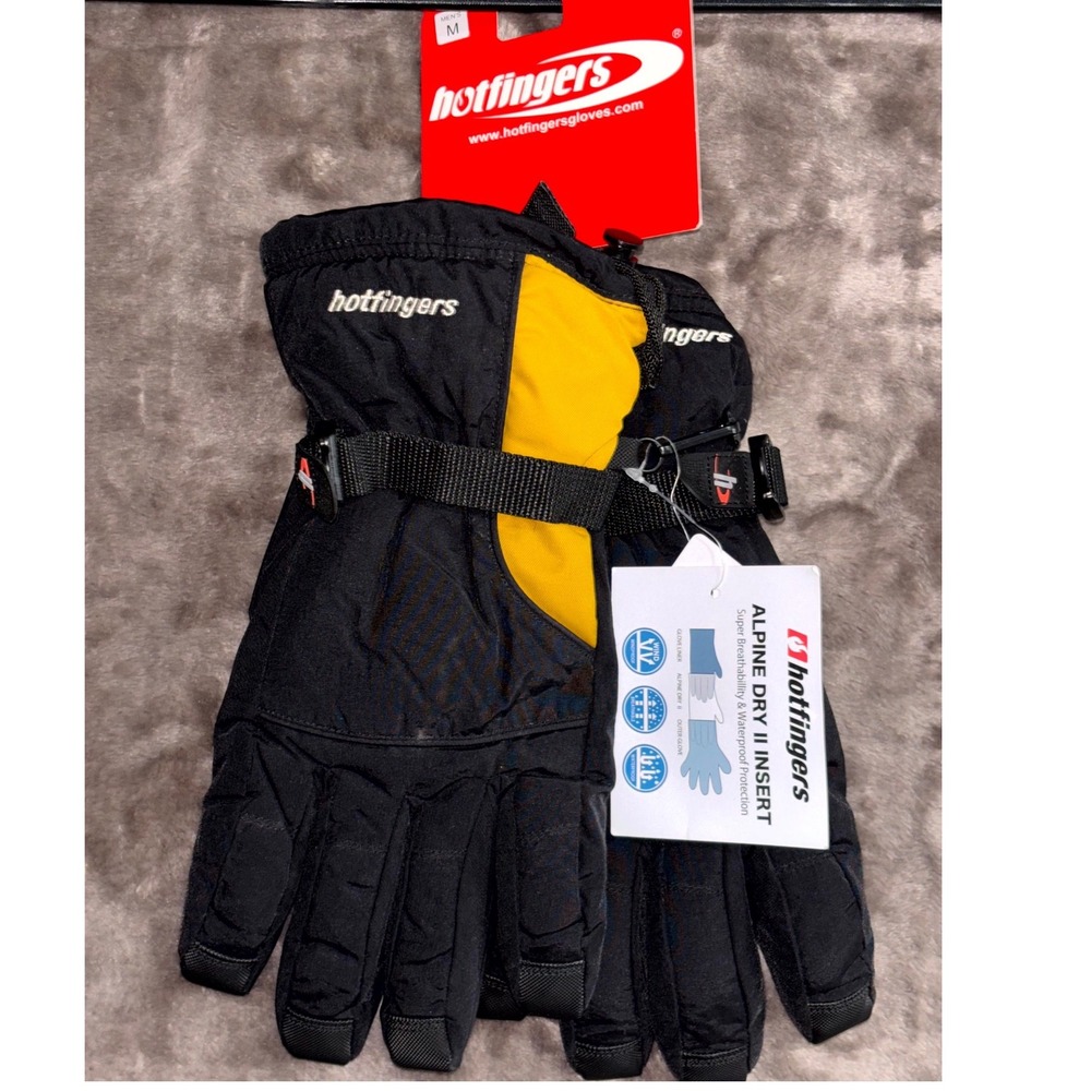 Ski Snow Gloves Mens Medium Hotfingers Alpine Dry II Insert Black Logo Windproof